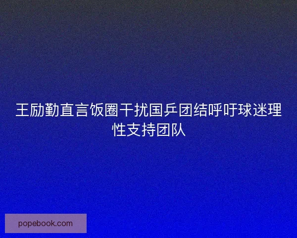王励勤直言饭圈干扰国乒团结呼吁球迷理性支持团队