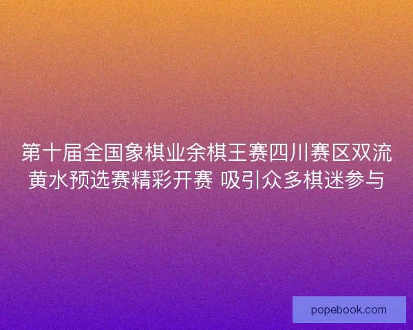 第十届全国象棋业余棋王赛四川赛区双流黄水预选赛精彩开赛 吸引众多棋迷参与